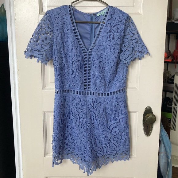 She and Sky Pants - Lace romper with cutouts